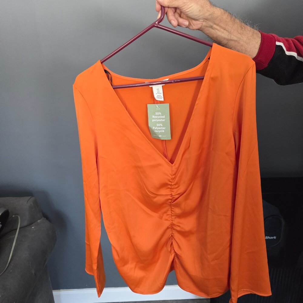 Orange ruched top zara larsson